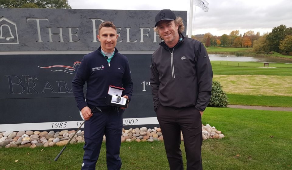 WellChild Matchplay Golf Challenge winner James Taylor with James Jordan