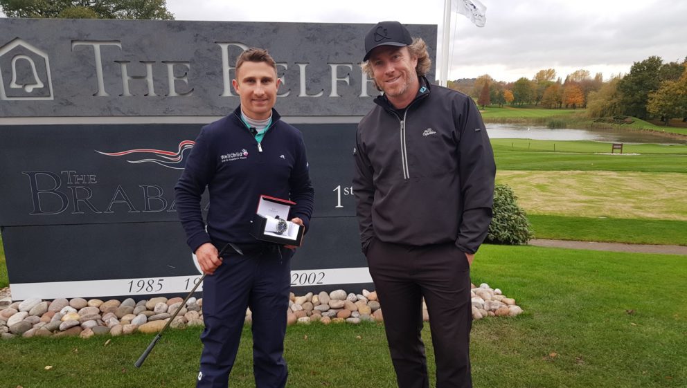 WellChild Matchplay Golf Challenge winner James Taylor with James Jordan