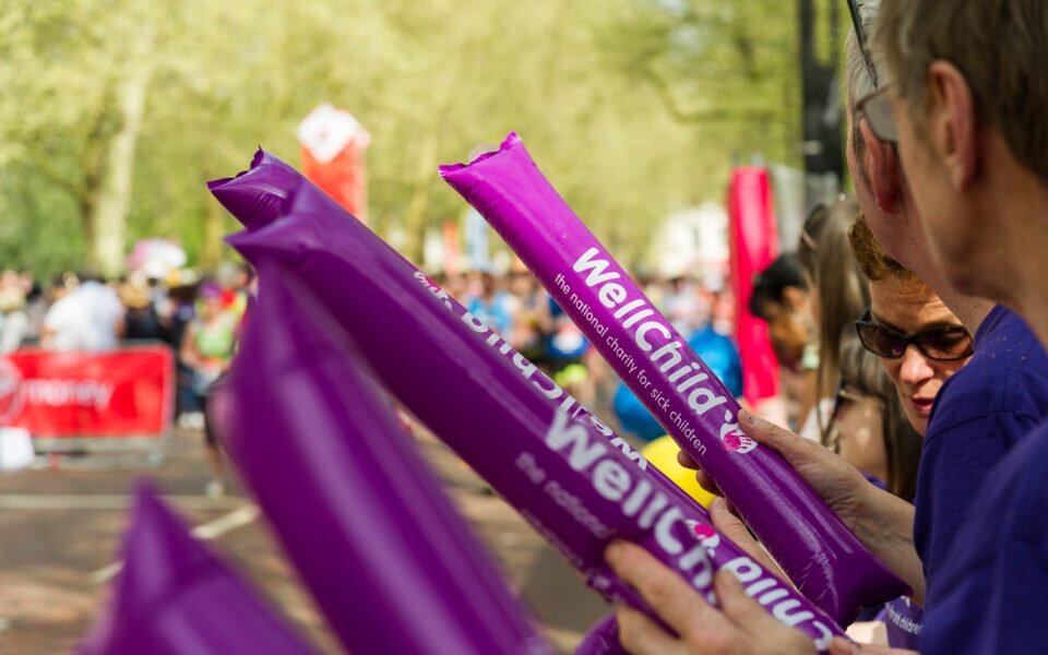 Volunteers cheering at London Marathon