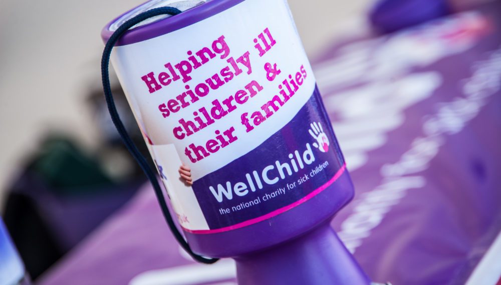 WellChild purple donation tin