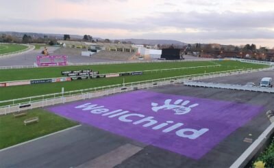 WellChild's biggest ever logo on the tarmac at Cheltenham Festival 2021