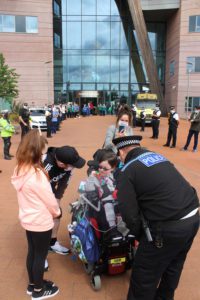 Hari at Alderhey Hospital with Policeman