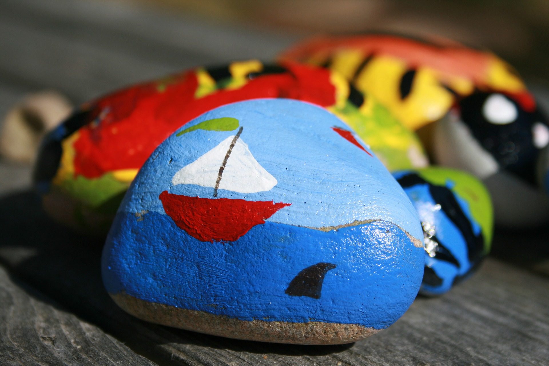 painted pebble garden ornament