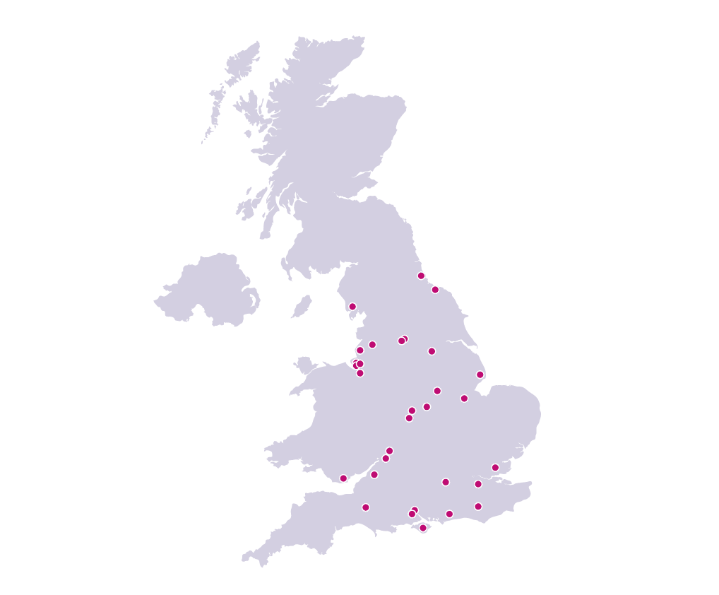 Map of the UK showing the locations of WellChild Parent Ambassadors