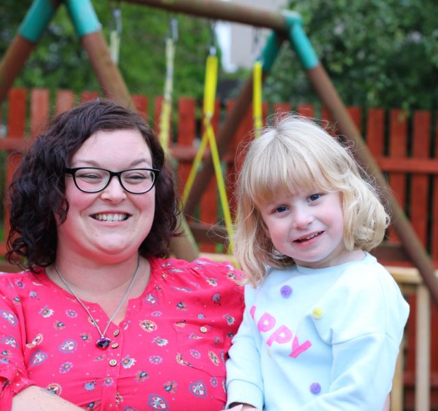 Lanna and her mum in their new WellChild garden