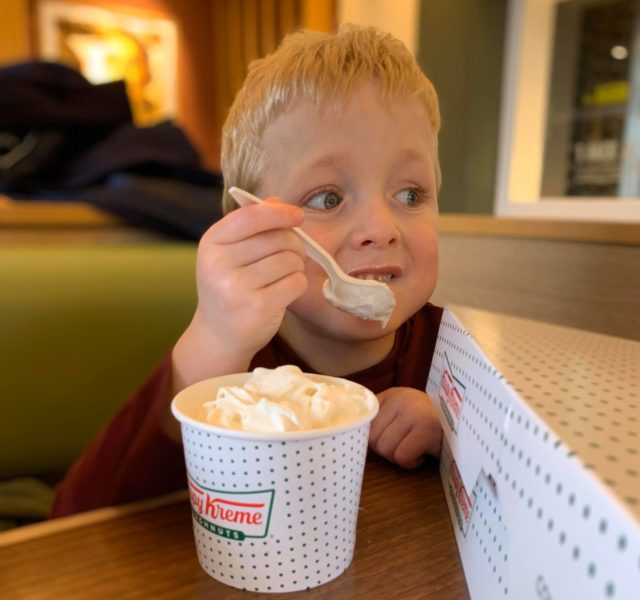 Joshua eating ice cream