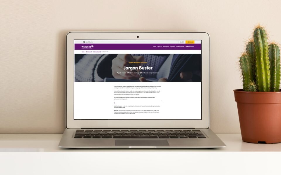 Jargon Buster webpage being displayed on a laptop screen