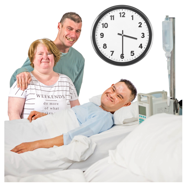 Easy read guide - family at hospital, time