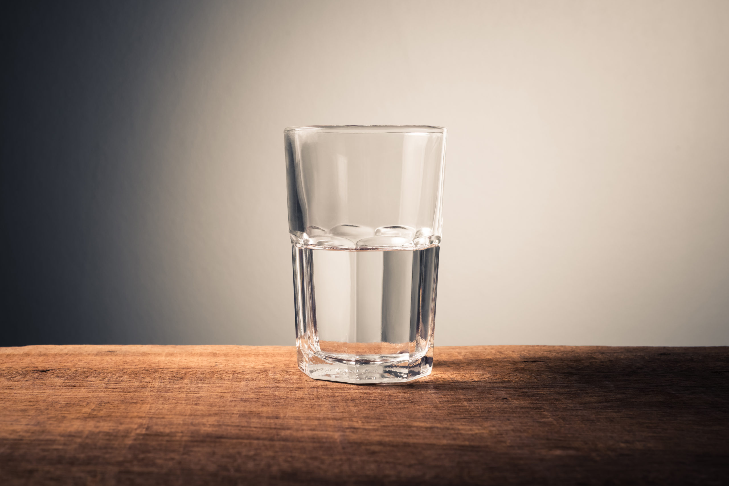 a glass of water