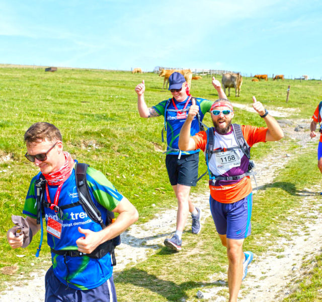 Yorkshire challenge walkers cheering