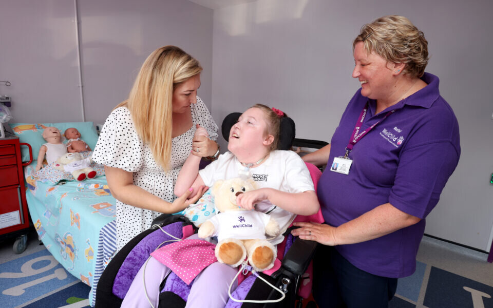 Leanne Cooper, a WellChild trustee, with daughter Sophie, and Rachel Gregory, a WellChild nurse specialist, in the brand new WellChild Better At Home suite, at The University of Nottingham Medical School, Queen's Medical Centre, Nottingham.18 July 2022 Picture by Andrew Higgins/Thousand Word Media NO SALES, NO SYNDICATION. Contact for more information mob: 07775556610 web: www.thousandwordmedia.com email: antony@thousandwordmedia.com The photographic copyright (©2022) is exclusively retained by the works creator at all times and sales, syndication or offering the work for future publication to a third party without the photographer's knowledge or agreement is in breach of the Copyright Designs and Patents Act 1988, (Part 1, Section 4, 2b). Please contact the photographer should you have any questions with regard to the use of the attached work and any rights involved.
